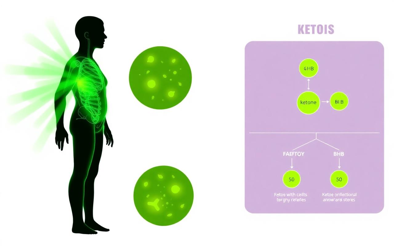Diagram showing how BHB ketones convert body fat into clean energy